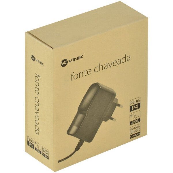 FONTE CHAVEADA 12V 1A 12W BIVOLT AUTOMATICO PLUG P4 - VFE120 - 4