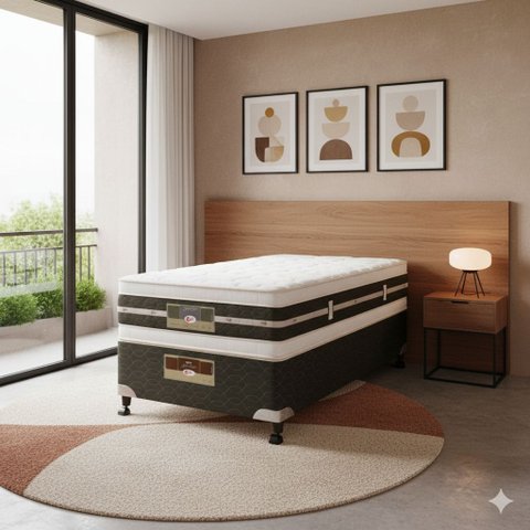 Cama Box Solteiro Castor Silver Star Air Double Face Tecnopedic 88x188x61 + Box Castor