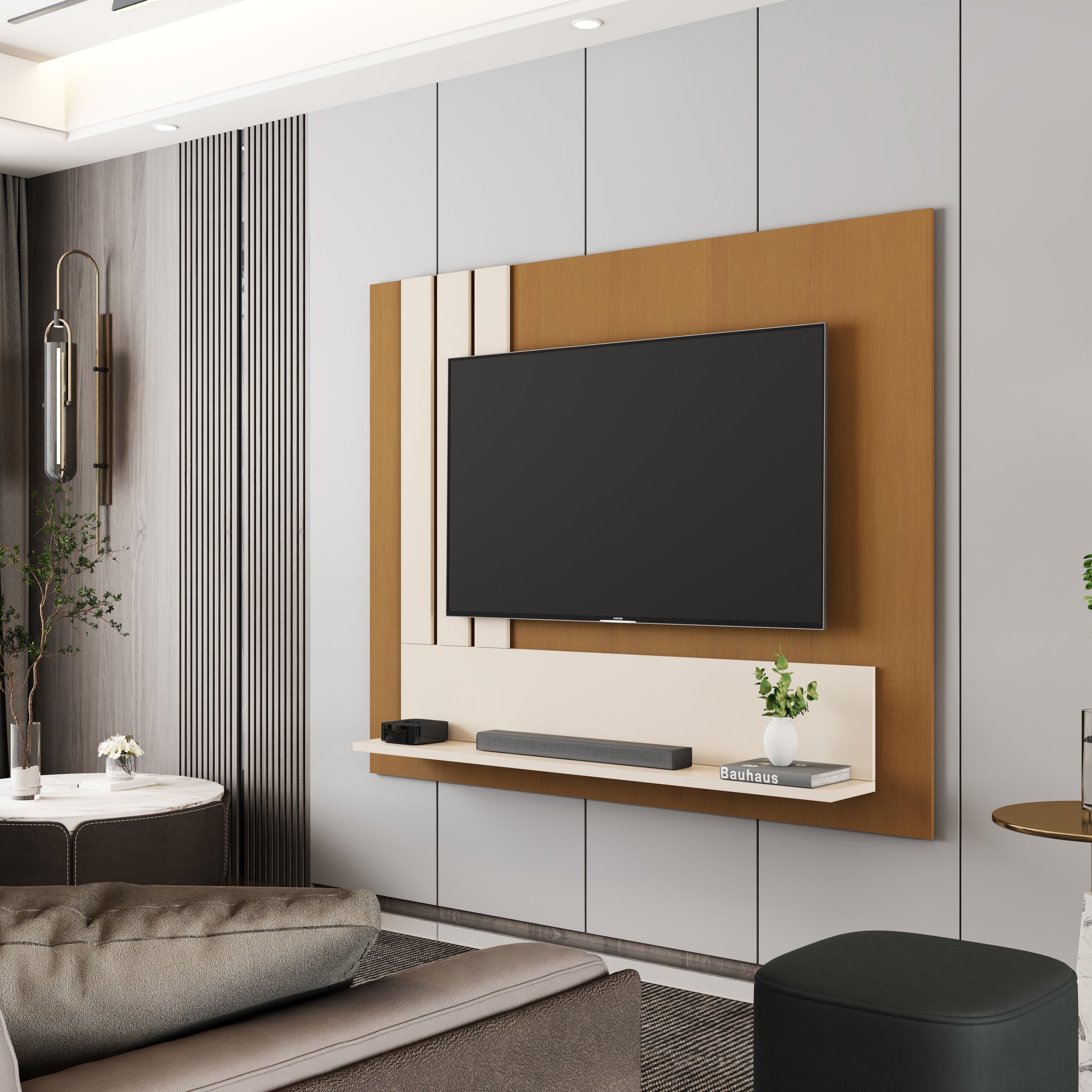 Painel para Tv até 43 Polegadas 1 Prateleira Jb 5119 Nature/perola… - 2