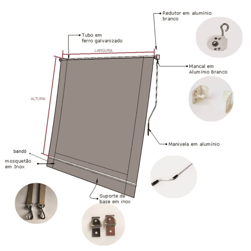 Toldo Cortina Cinza c/ visor - 1,80m x 2,10m - kit completo - 4