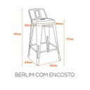 Ver imagem 3 de Conjunto 4 Banquetas Alta em Aço para Cozinha com Enconsto Berlim Fratini