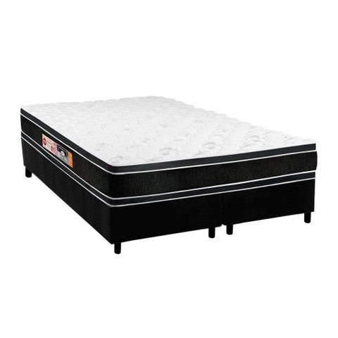 Cama Box King: Colchão Espuma D33 Castor Black e White Double Face + Base CRC Suede Black(193x203)