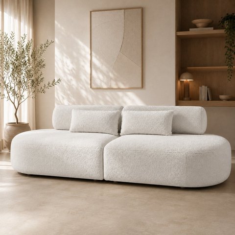 Sofá Luxuoso Modular Decoração Sala de Estar 230cm Noor