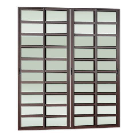 Porta Correr c/Trav.4F.Móv.210x200 Elite c/Fecho Aut.V.Lis.Marrom Corten Brimak