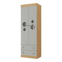 Ver imagem 2 de Guarda-roupa Infantil 62cm 2 Portas com Vidro e 2 Gavetas Pirulito Multimóveis Mp4466 Madeirado/off
