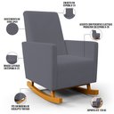 Ver imagem 5 de Poltrona de Amamentação com Balanço e Puff Ravena W01 Suede Cinza - Lyam Decor