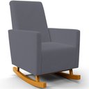 Ver imagem 3 de Poltrona de Amamentação com Balanço e Puff Ravena W01 Suede Cinza - Lyam Decor