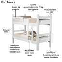 Ver imagem 5 de Beliche Solteiro Leticia com Cama Auxiliar Mili Mdf 199x95 Cm Branco Decmade
