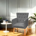 Ver imagem 2 de Kit 2 Poltronas Recepção Ana Suede Cinza Biselos Decor