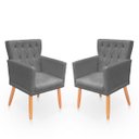 Ver imagem 1 de Kit 2 Poltronas Recepção Ana Suede Cinza Biselos Decor