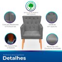 Ver imagem 3 de Kit 2 Poltronas Recepção Ana Suede Cinza Biselos Decor