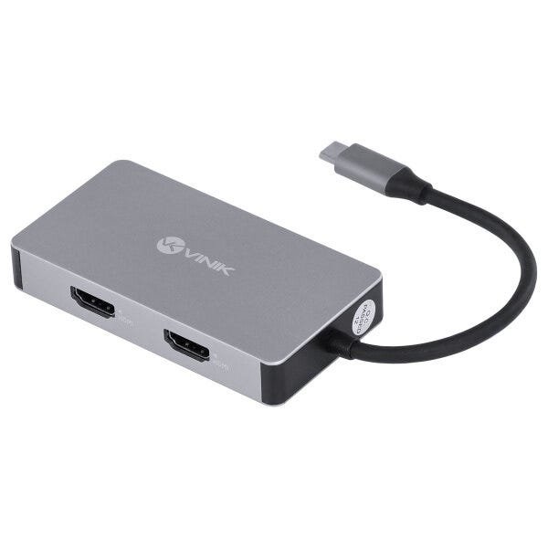 HUB USB TIPO C / TYPE C 5 EM 1 COM 2 HDMI + VGA + USB 3.0 + - 3