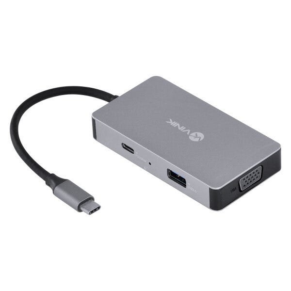 HUB USB TIPO C / TYPE C 5 EM 1 COM 2 HDMI + VGA + USB 3.0 + - 2