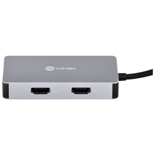 HUB USB TIPO C / TYPE C 5 EM 1 COM 2 HDMI + VGA + USB 3.0 + - 5