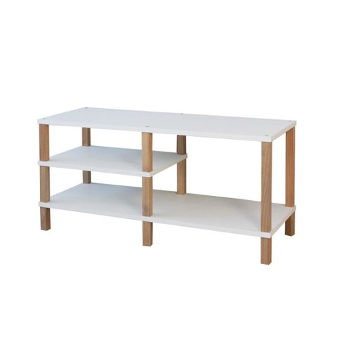 Sapateira Branca com Montantes Naturais 100x38x46