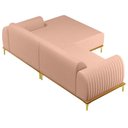 Ver imagem 5 de Sofá 255cm 4 Lugares com Chaise Direito Pés Gold Molino C-105 Linho Rosê - Domi