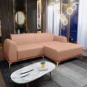 Ver imagem 2 de Sofá 255cm 4 Lugares com Chaise Direito Pés Gold Molino C-105 Linho Rosê - Domi