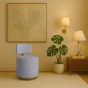 Ver imagem 2 de Puff Margo Decorativo Orgânico Boucle - 7 Decor Prata
