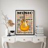 Quadro Decorativo Guitarra Music amarela 24x18cm - com Vidro:madeira Branca - 1
