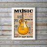 Quadro Decorativo Guitarra Music amarela 24x18cm - com Vidro:madeira Branca - 2