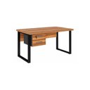 Ver imagem 2 de Mesa Escritório Pé Quadro 1,20x0,60m c/ Gavetas Nogal Sevilha/Preto 24471