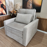 Poltrona Cama Solteiro Assento Dobrável Suede Bege Sleep Larbelle - 3