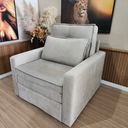Ver imagem 3 de Poltrona Cama Solteiro Assento Dobrável Suede Bege Sleep Larbelle