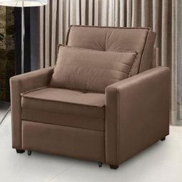 Poltrona Cama Solteiro Assento Dobrável Suede Bege Sleep Larbelle - 2