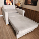 Ver imagem 4 de Poltrona Cama Solteiro Assento Dobrável Suede Bege Sleep Larbelle