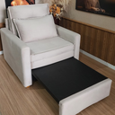 Ver mais imagens de Poltrona Cama Solteiro Assento Dobrável Suede Bege Sleep Larbelle