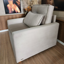 Ver imagem 2 de Poltrona Cama Solteiro Assento Dobrável Suede Bege Sleep Larbelle