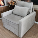 Ver imagem 1 de Poltrona Cama Solteiro Assento Dobrável Suede Bege Sleep Larbelle