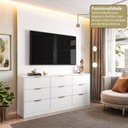 Ver imagem 1 de Painel com Cômoda para TV até 60 Polegadas 9 Gavetas 250CMX200CM Sun Yescasa Branco