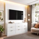 Ver mais imagens de Painel com Cômoda para TV até 60 Polegadas 9 Gavetas 250CMX200CM Sun Yescasa Branco