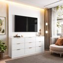 Ver mais imagens de Painel com Cômoda para TV até 60 Polegadas 9 Gavetas 250CMX200CM Sun Yescasa Branco