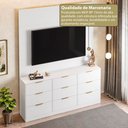 Ver imagem 7 de Painel com Cômoda para TV até 60 Polegadas 9 Gavetas 250CMX200CM Sun Yescasa Branco