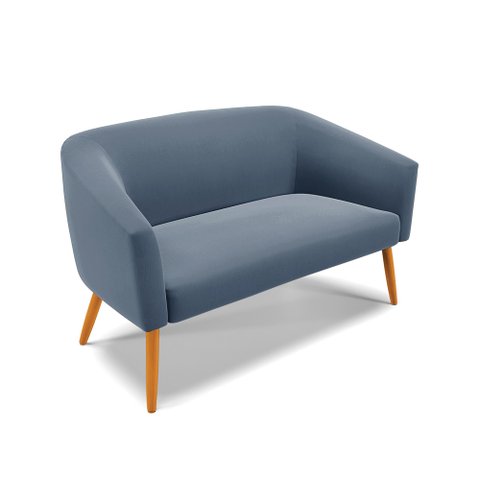 Namoradeira 02 Lugares Stella Suede Pés Palito Castanho - D’Rossi - Azul Marinho