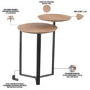 Ver imagem 4 de Mesa Lateral para Sala de Estar 2 em 1 Pés Metálicos Dari A03 Hanover Preto - Lyam Decor