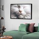 Ver imagem 2 de Quadro Decorativo Gato Olhos Fechados - 50x70cm:moldura Branca