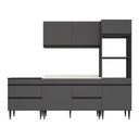 Ver mais imagens de Armário Cozinha Modulada Completa com Pia Inclusa 251,5cm Milano Multimóveis MCR2473 Grafite/Creme