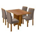 Ver imagem 2 de Conjunto Sala de Jantar Mesa 4 Cadeiras MDF Dakota Carol Marrom Cinamomo/Veludo Bege Escuro