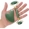 Rolo de jade para rosto, conjunto de pedras faciais naturais de jade, massageador de pele com ferram - 5