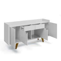 Sala de Jantar Intense com Cristaleira, Buffet Aparador e Espelhos Oásis Branco - Pr Móveis - 4