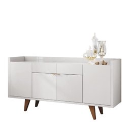 Sala de Jantar Intense com Cristaleira, Buffet Aparador e Espelhos Oásis Branco - Pr Móveis - 3