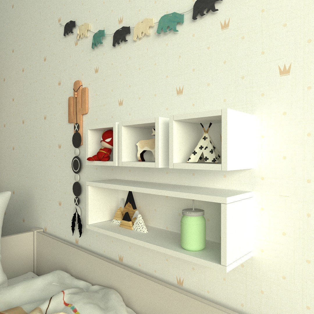 Kit 4 Nichos Decorativos P15cm Minimalista Branco Mdf Dormitorio Bebe Infantil Kids - Rufatto Decora - 3