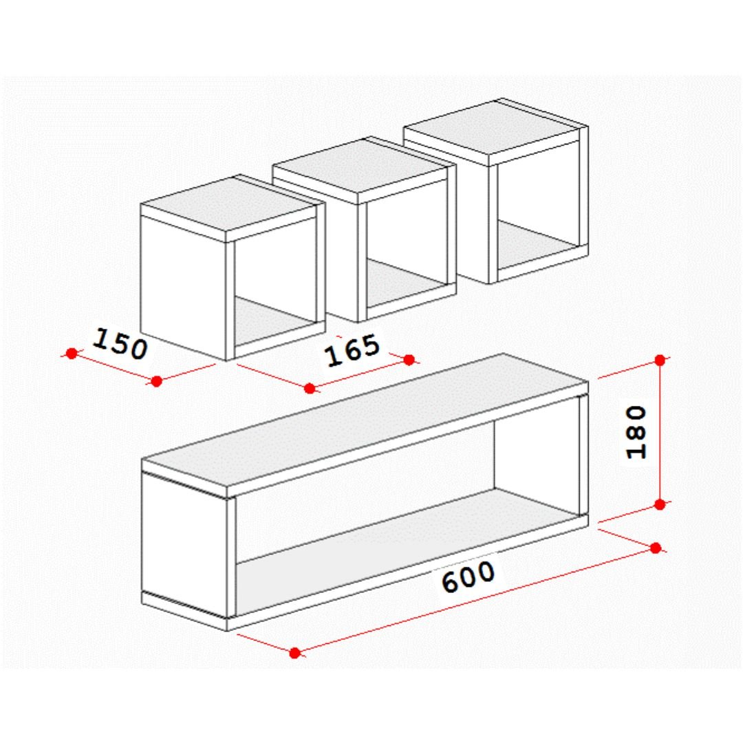 Kit 4 Nichos Decorativos P15cm Minimalista Branco Mdf Dormitorio Bebe Infantil Kids - Rufatto Decora - 2