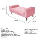 Ver imagem 5 de Recamier Baú Félix Solteiro 140 cm Suede - Doce Sonho Móveis ML/R1/FELIX/140/B/S Rosa Bebê