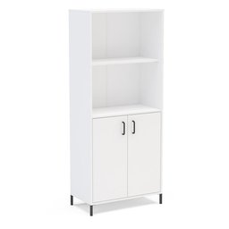 Estante Escritório e Home Office 2 Portas 2 Prateleiras Santa Mônica 160x67 P01 Branco - Lyam - 4