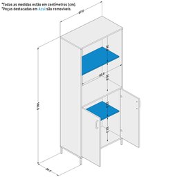 Estante Escritório e Home Office 2 Portas 2 Prateleiras Santa Mônica 160x67 P01 Branco - Lyam - 5
