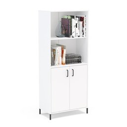 Estante Escritório e Home Office 2 Portas 2 Prateleiras Santa Mônica 160x67 P01 Branco - Lyam - 1